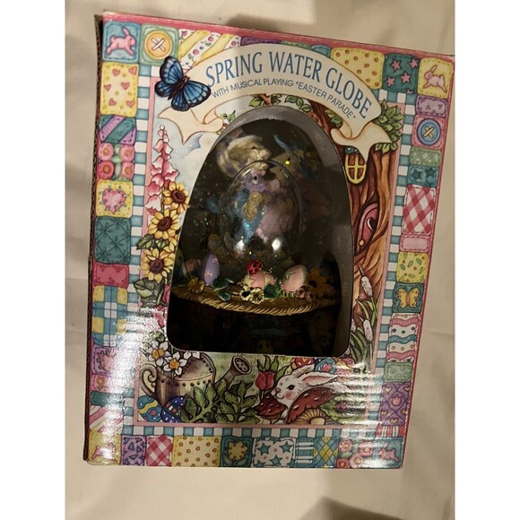 Easter Bunny Musical Snow Globe plays "Easter Parade” Tested And Work - Picture 3 of 9